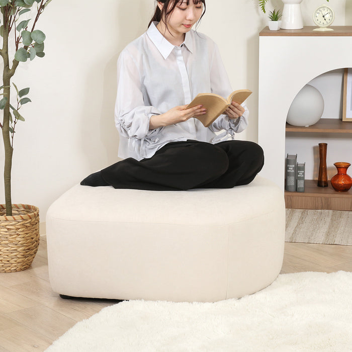 【Chamill - チャミル】 スツール アイボリー 韓国インテリア オットマン 丸み かわいい 組み合わせ 幅80cm×奥行80cm×高さ35cm