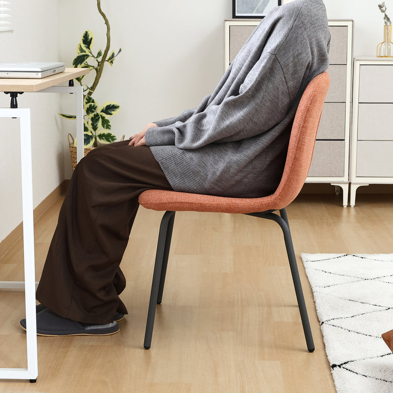 【Fujiboeki - 不二貿易】 アーシャ サイドチェア 2脚セット ダイニングチェア 座面高43cm ブラック脚 オレンジ/ブラウン/アイボリー