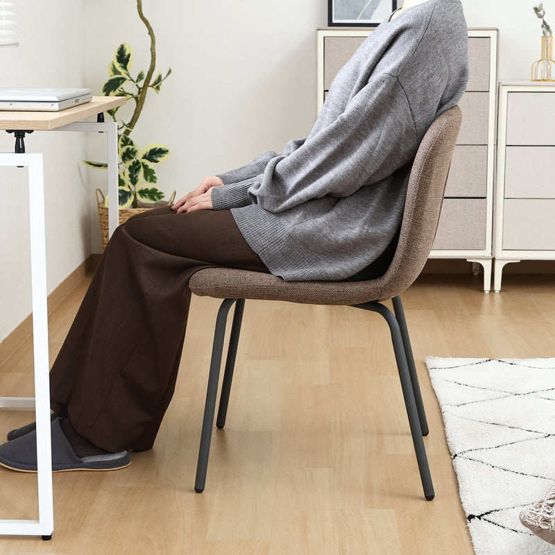【Fujiboeki - 不二貿易】 アーシャ サイドチェア 2脚セット ダイニングチェア 座面高43cm ブラック脚 オレンジ/ブラウン/アイボリー
