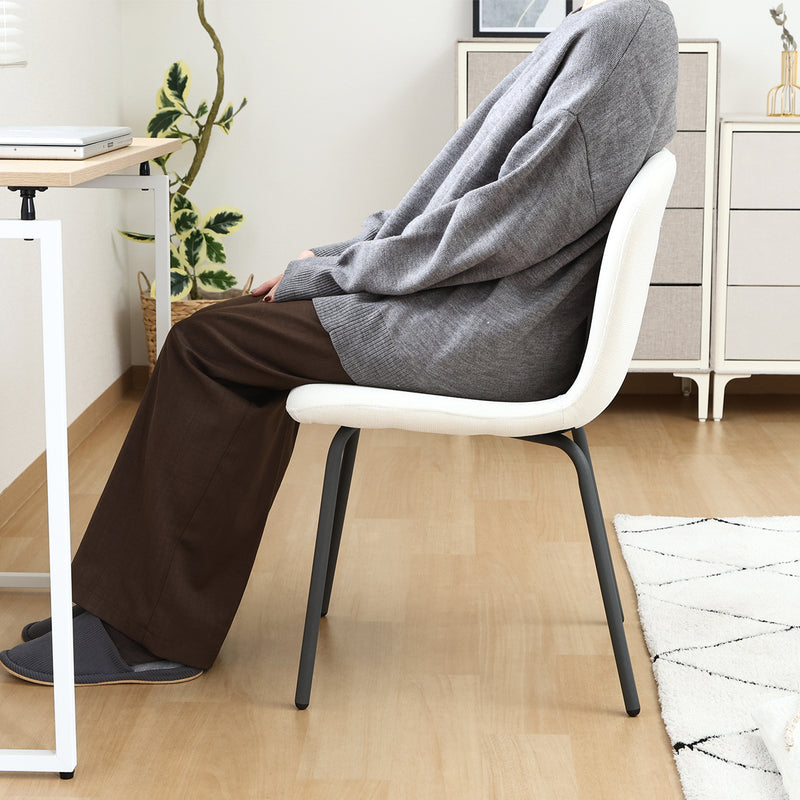【Fujiboeki - 不二貿易】 アーシャ サイドチェア 2脚セット ダイニングチェア 座面高43cm ブラック脚 オレンジ/ブラウン/アイボリー