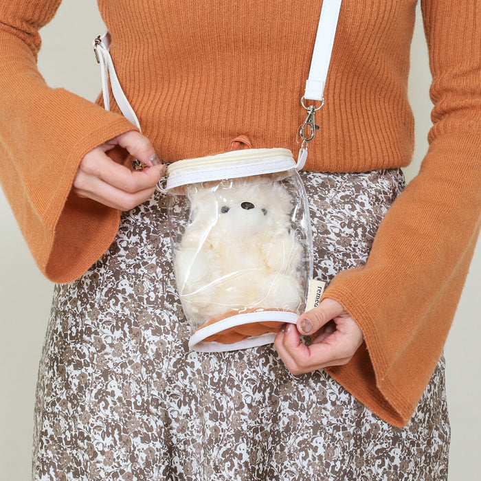 【remède - ルメッド】 推し活 ぬいぐるみクリアバッグ 大人推し活グッズ キルティング おしゃれ かわいい レッド/オレンジ/イエロー/ピンク/グリーン/ブルー/パープル/アイボリー/グレー