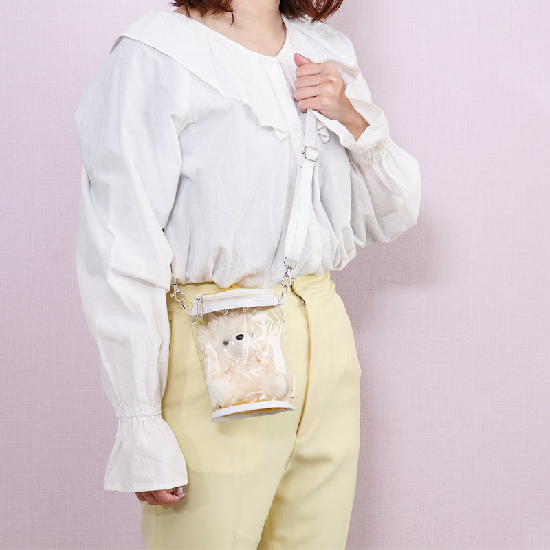 【remède - ルメッド】 推し活 ぬいぐるみクリアバッグ 大人推し活グッズ キルティング おしゃれ かわいい レッド/オレンジ/イエロー/ピンク/グリーン/ブルー/パープル/アイボリー/グレー