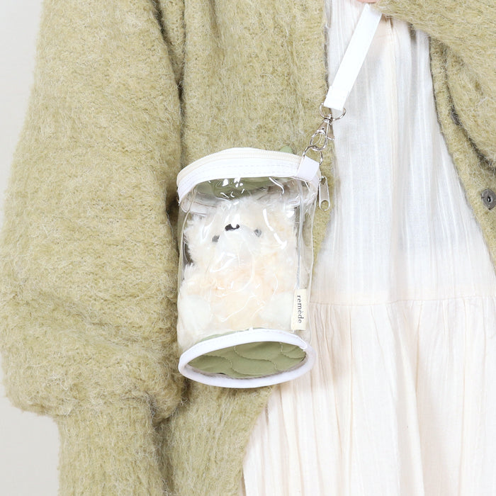 【remède - ルメッド】 推し活 ぬいぐるみクリアバッグ 大人推し活グッズ キルティング おしゃれ かわいい レッド/オレンジ/イエロー/ピンク/グリーン/ブルー/パープル/アイボリー/グレー