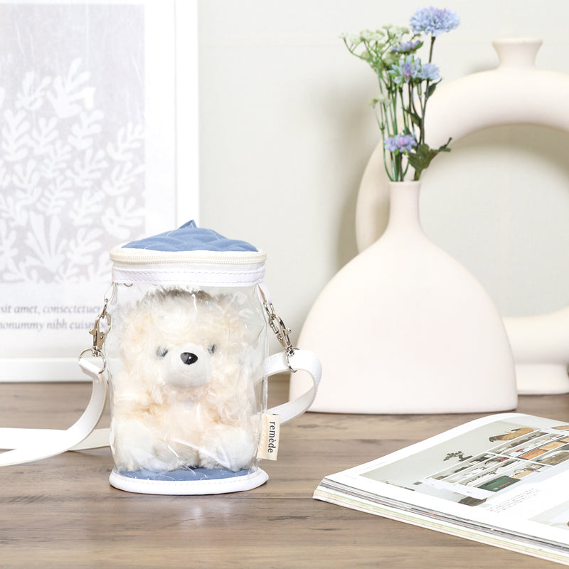 【remède - ルメッド】 推し活 ぬいぐるみクリアバッグ 大人推し活グッズ キルティング おしゃれ かわいい レッド/オレンジ/イエロー/ピンク/グリーン/ブルー/パープル/アイボリー/グレー