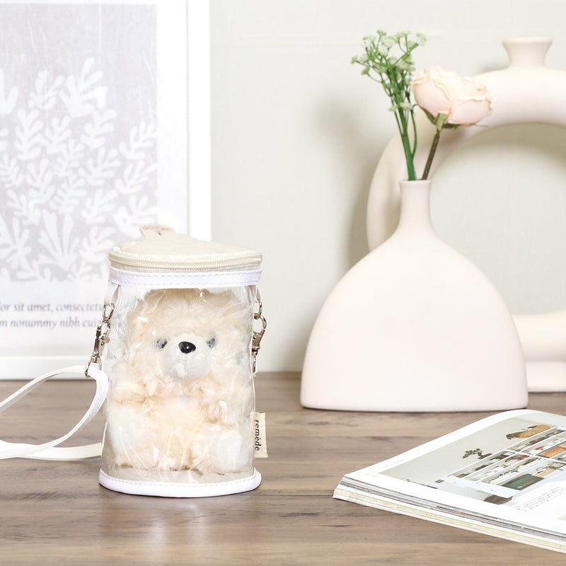 【remède - ルメッド】 推し活 ぬいぐるみクリアバッグ 大人推し活グッズ キルティング おしゃれ かわいい レッド/オレンジ/イエロー/ピンク/グリーン/ブルー/パープル/アイボリー/グレー