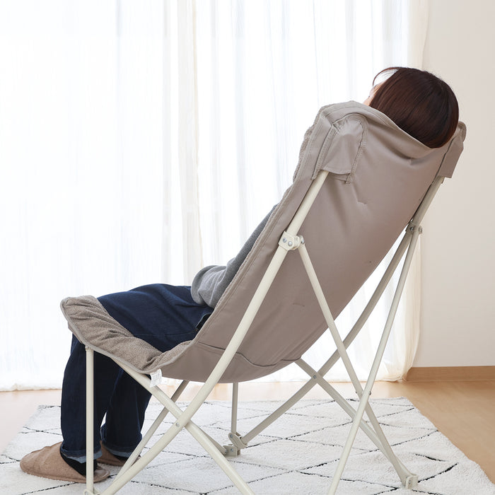 【Fujiboeki - 不二貿易】折りたたみチェア リラックスチェア 椅子 コンパクト 家中 アイボリー/ベージュ