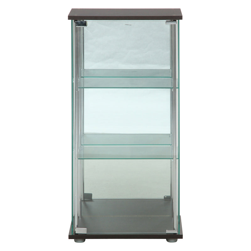【GLASS COLLECTION CASE - ガラコレ】 ガラスコレクションケース３段(背面ミラー付き) フィギュアケース 強化ガラス 幅42.5cm×高さ86cm ブラウン