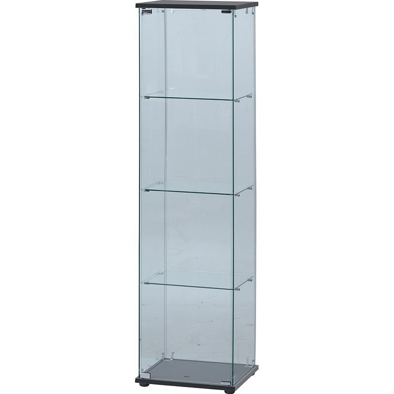 【GLASS COLLECTION CASE - ガラコレ】 ガラスコレクションケース(クリア) ４段 フィギュアケース 強化ガラス 支柱なし 幅42.5cm×高162cm ブラック