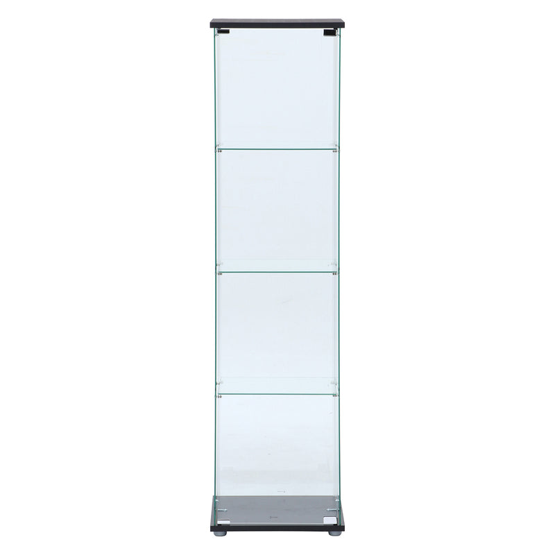 【GLASS COLLECTION CASE - ガラコレ】 ガラスコレクションケース(クリア) ４段 フィギュアケース 強化ガラス 支柱なし 幅42.5cm×高162cm ブラック