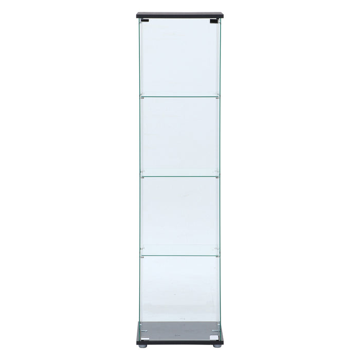 【GLASS COLLECTION CASE - ガラコレ】 ガラスコレクションケース(クリア) ４段 フィギュアケース 強化ガラス 支柱なし 幅42.5cm×高162cm ブラック