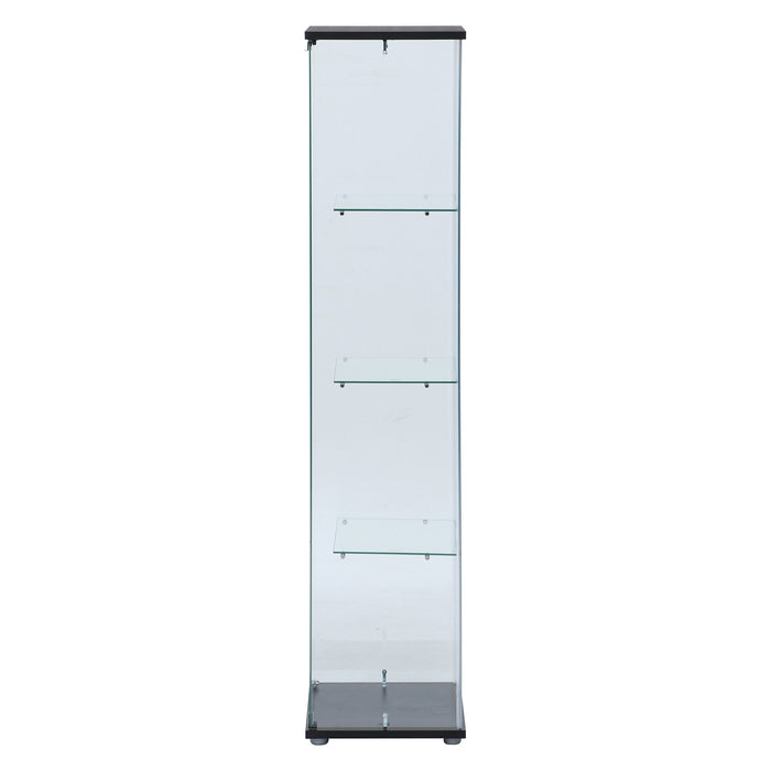 【GLASS COLLECTION CASE - ガラコレ】 ガラスコレクションケース(クリア) ４段 フィギュアケース 強化ガラス 支柱なし 幅42.5cm×高162cm ブラック