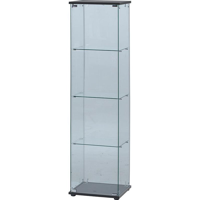 【GLASS COLLECTION CASE - ガラコレ】 ガラスコレクションケース(クリア) ４段 フィギュアケース 強化ガラス 支柱なし 幅42.5cm×高162cm ブラック