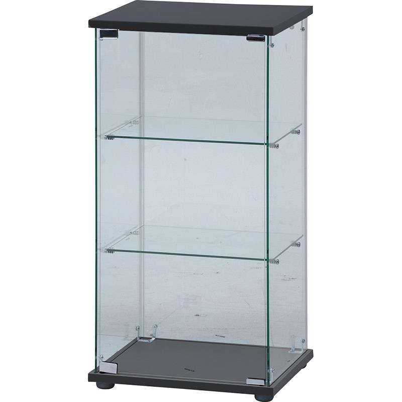 【GLASS COLLECTION CASE - ガラコレ】 ガラスコレクションケース(クリア) 3段 フィギュアケース 強化ガラス 支柱なし 幅42.5cm×高162cm ブラック