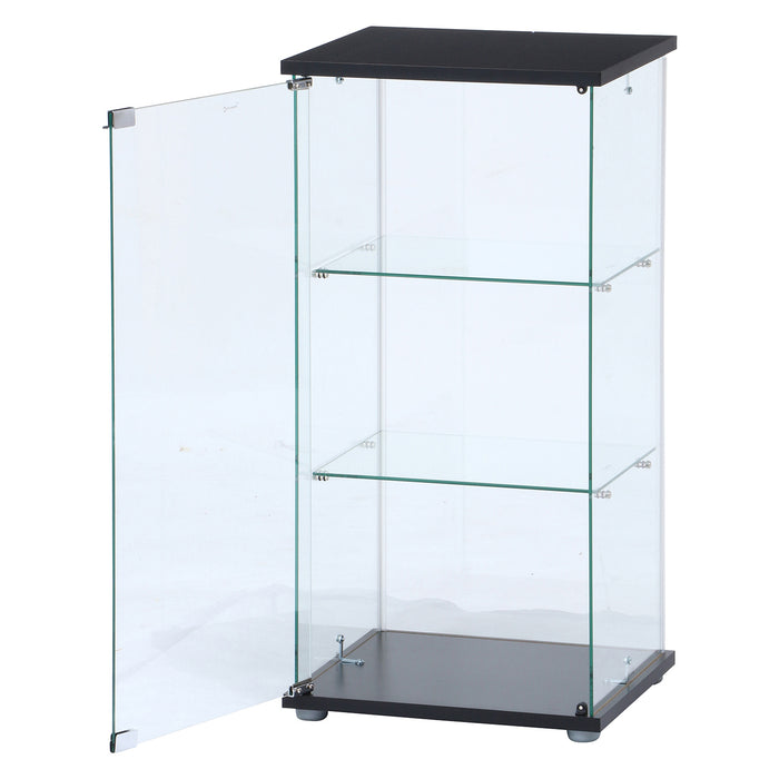 【GLASS COLLECTION CASE - ガラコレ】 ガラスコレクションケース(クリア) 3段 フィギュアケース 強化ガラス 支柱なし 幅42.5cm×高162cm ブラック
