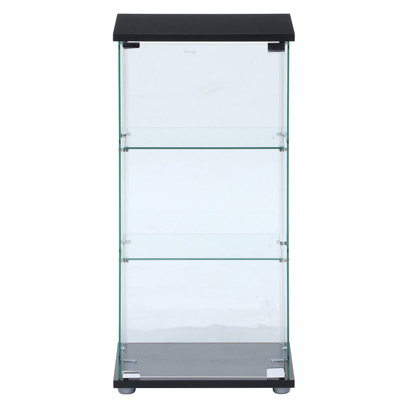 【GLASS COLLECTION CASE - ガラコレ】 ガラスコレクションケース(クリア) 3段 フィギュアケース 強化ガラス 支柱なし 幅42.5cm×高162cm ブラック
