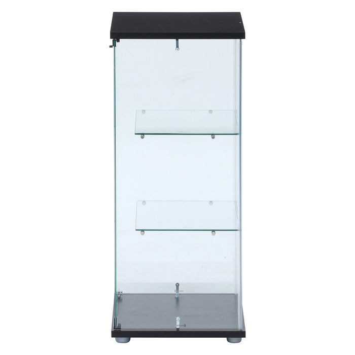 【GLASS COLLECTION CASE - ガラコレ】 ガラスコレクションケース(クリア) 3段 フィギュアケース 強化ガラス 支柱なし 幅42.5cm×高162cm ブラック
