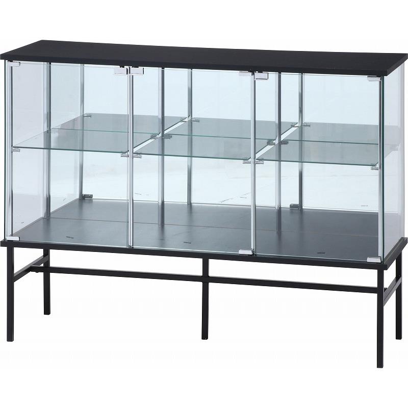 【GLASS COLLECTION CASE - ガラコレ】 ガラスコレクションボード BK コレクションケース フィギュア ワイド2段 強化ガラス 背面ミラー 幅120cm×高90cm ブラック