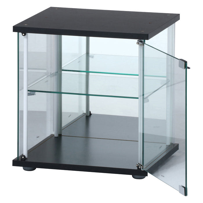 【GLASS COLLECTION CASE - ガラコレ】 ガラスコレクションボックス BK コレクションケース フィギュア コンパクト 2段 強化ガラス 背面ミラー 幅42.5cm×高45cm ブラック