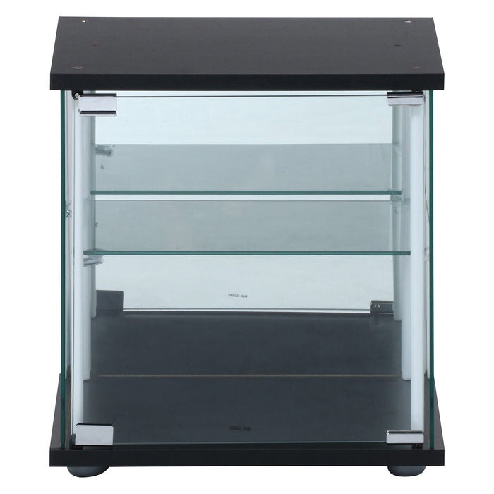 【GLASS COLLECTION CASE - ガラコレ】 ガラスコレクションボックス BK コレクションケース フィギュア コンパクト 2段 強化ガラス 背面ミラー 幅42.5cm×高45cm ブラック