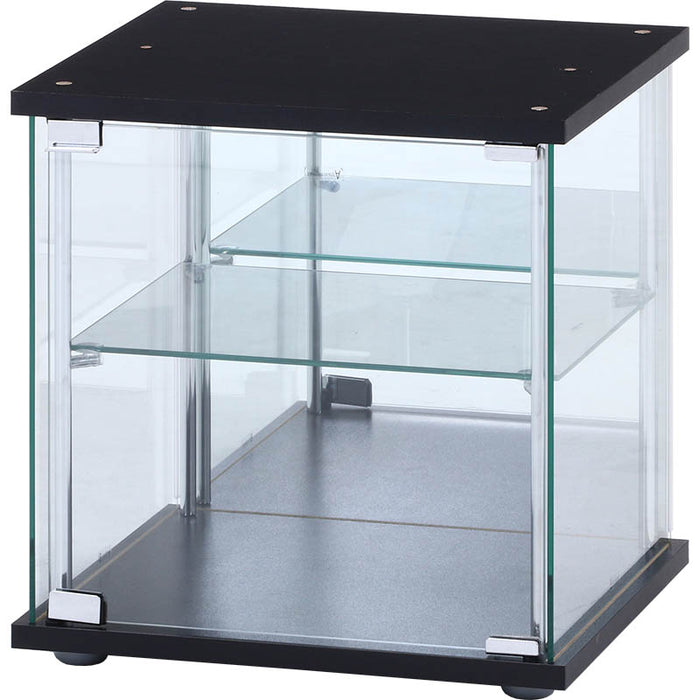 【GLASS COLLECTION CASE - ガラコレ】 ガラスコレクションボックス BK コレクションケース フィギュア コンパクト 2段 強化ガラス 背面ミラー 幅42.5cm×高45cm ブラック