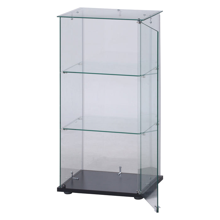 【GLASS COLLECTION CASE - ガラコレ】 ガラスコレクションケース3段 クリア フィギュアケース 上部ガラス 強化ガラス 幅42.5cm×高85cm ブラック