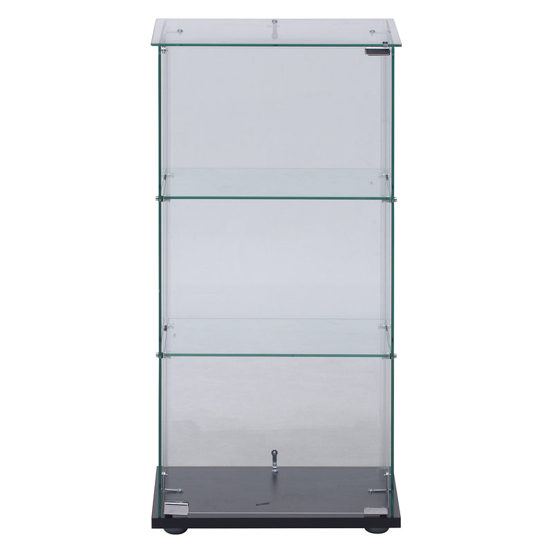 【GLASS COLLECTION CASE - ガラコレ】 ガラスコレクションケース3段 クリア フィギュアケース 上部ガラス 強化ガラス 幅42.5cm×高85cm ブラック