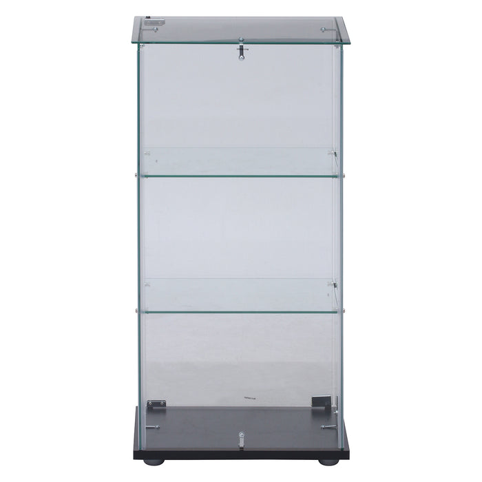 【GLASS COLLECTION CASE - ガラコレ】 ガラスコレクションケース3段 クリア フィギュアケース 上部ガラス 強化ガラス 幅42.5cm×高85cm ブラック