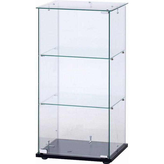 【GLASS COLLECTION CASE - ガラコレ】 ガラスコレクションケース3段 クリア フィギュアケース 上部ガラス 強化ガラス 幅42.5cm×高85cm ブラック